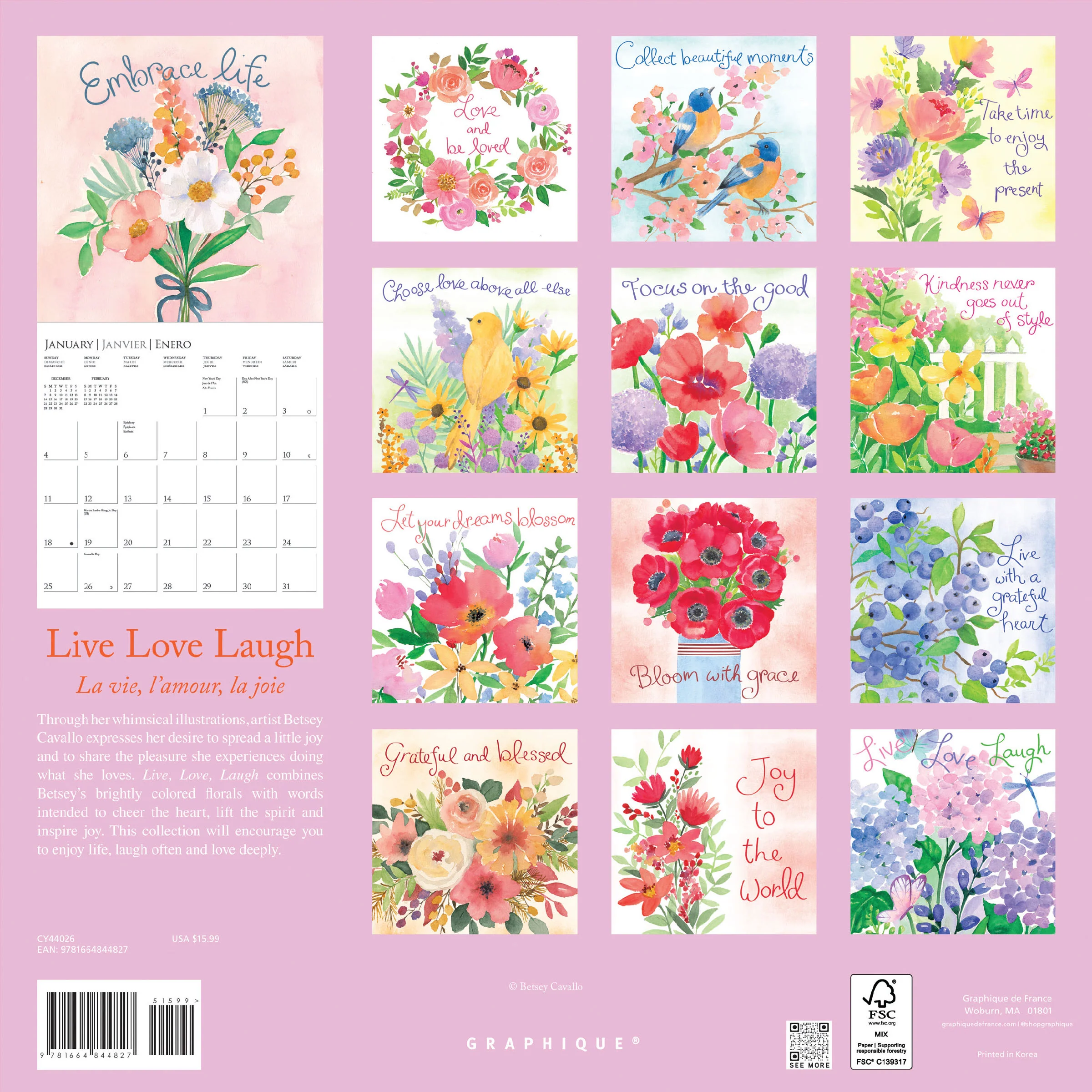 Live, Love, Laugh 12 x 12 Wall Calendar - Image 4