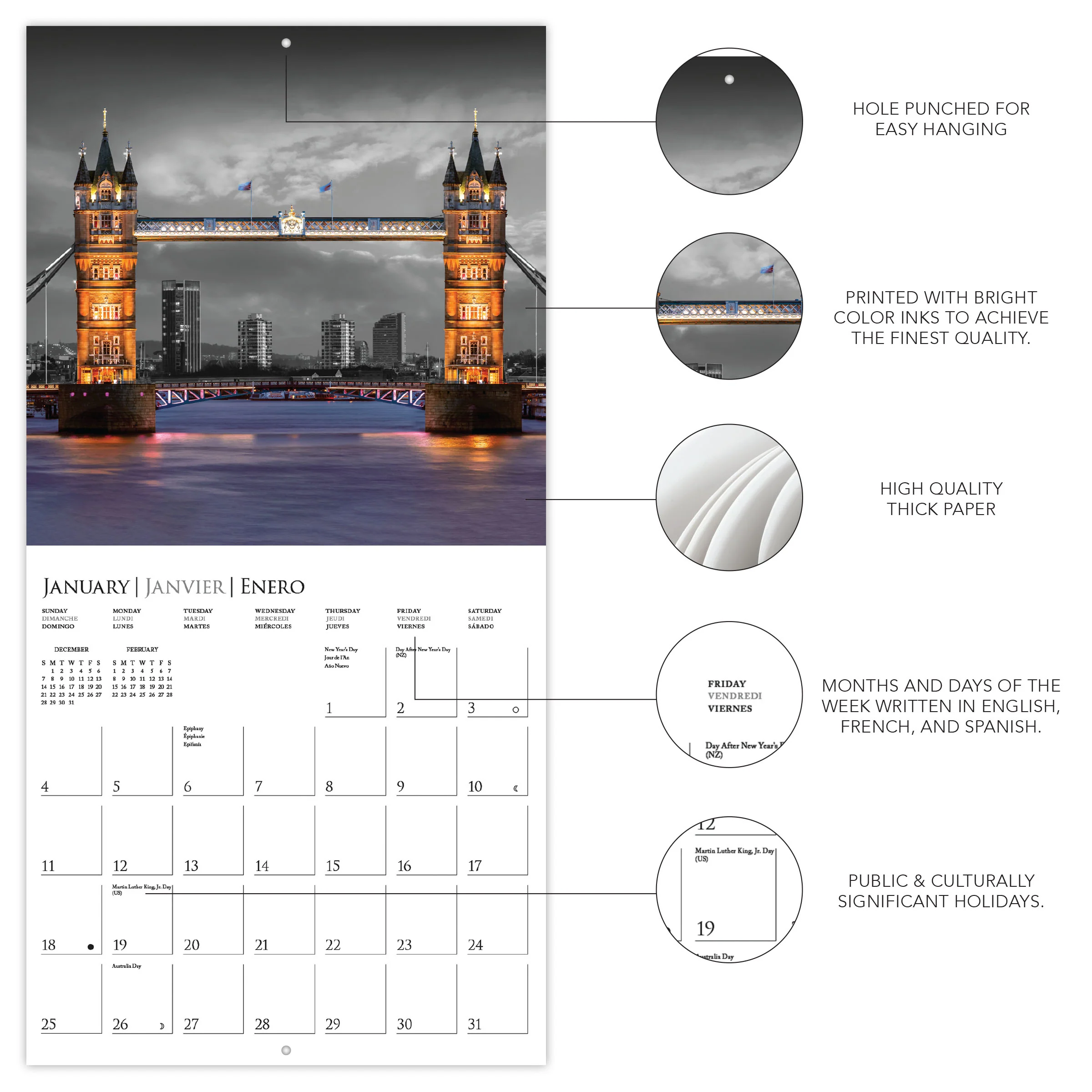 London Glitz 12 x 12 Wall Calendar - Image 3