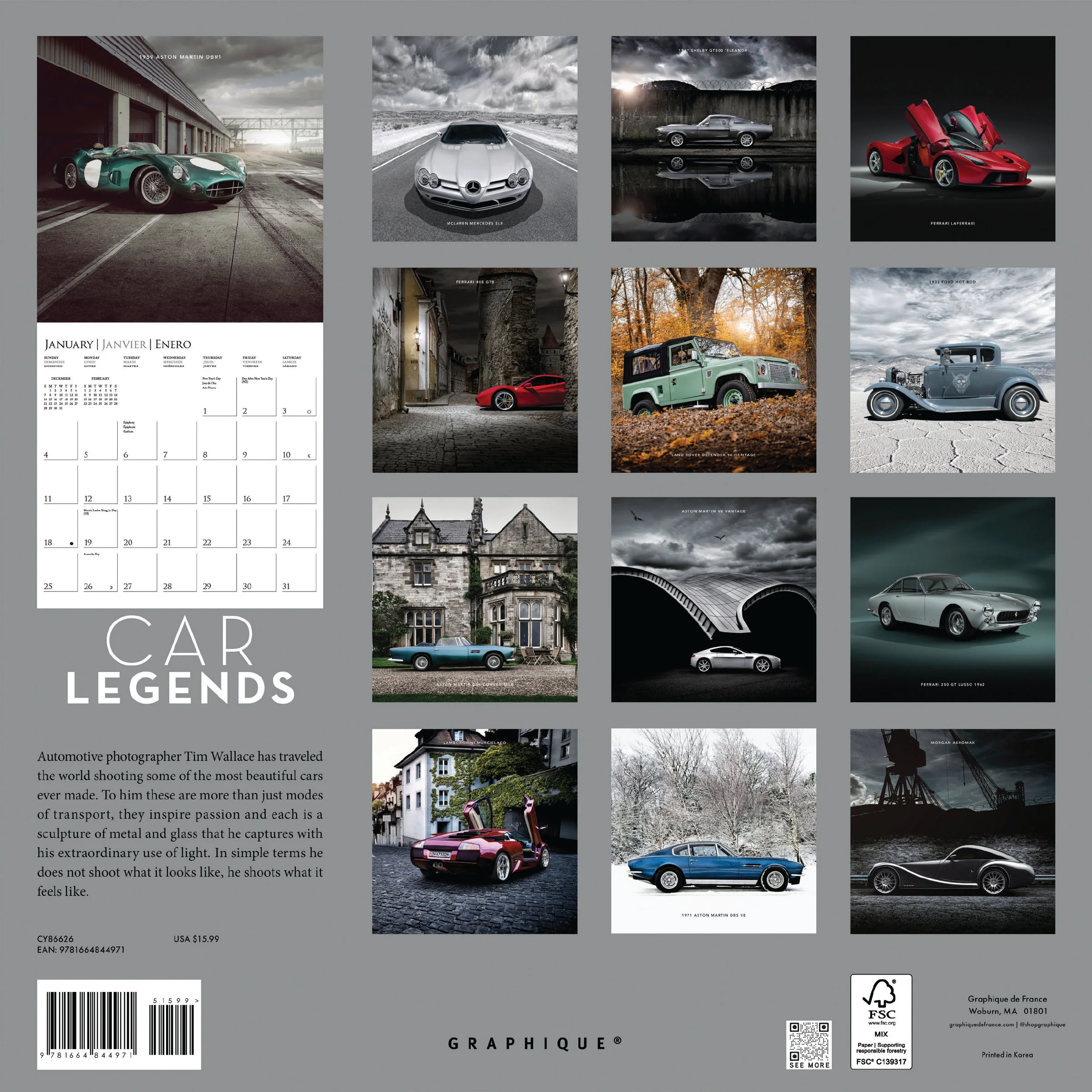 Car Legends 12 x 12 Wall Calendar - Image 4