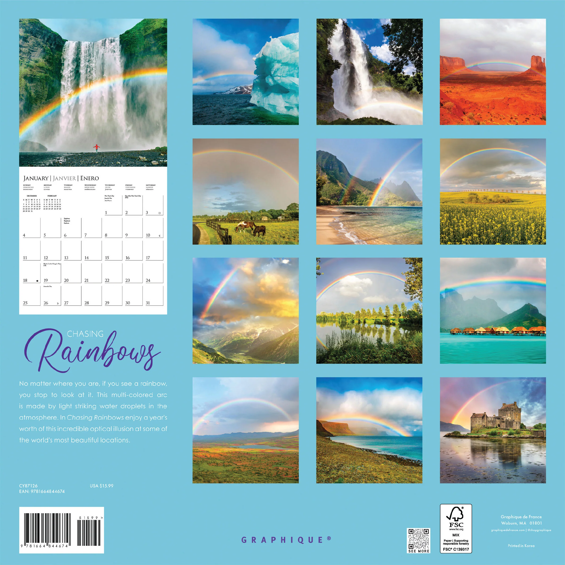 Chasing Rainbows 12 x 12 Wall Calendar - Image 4
