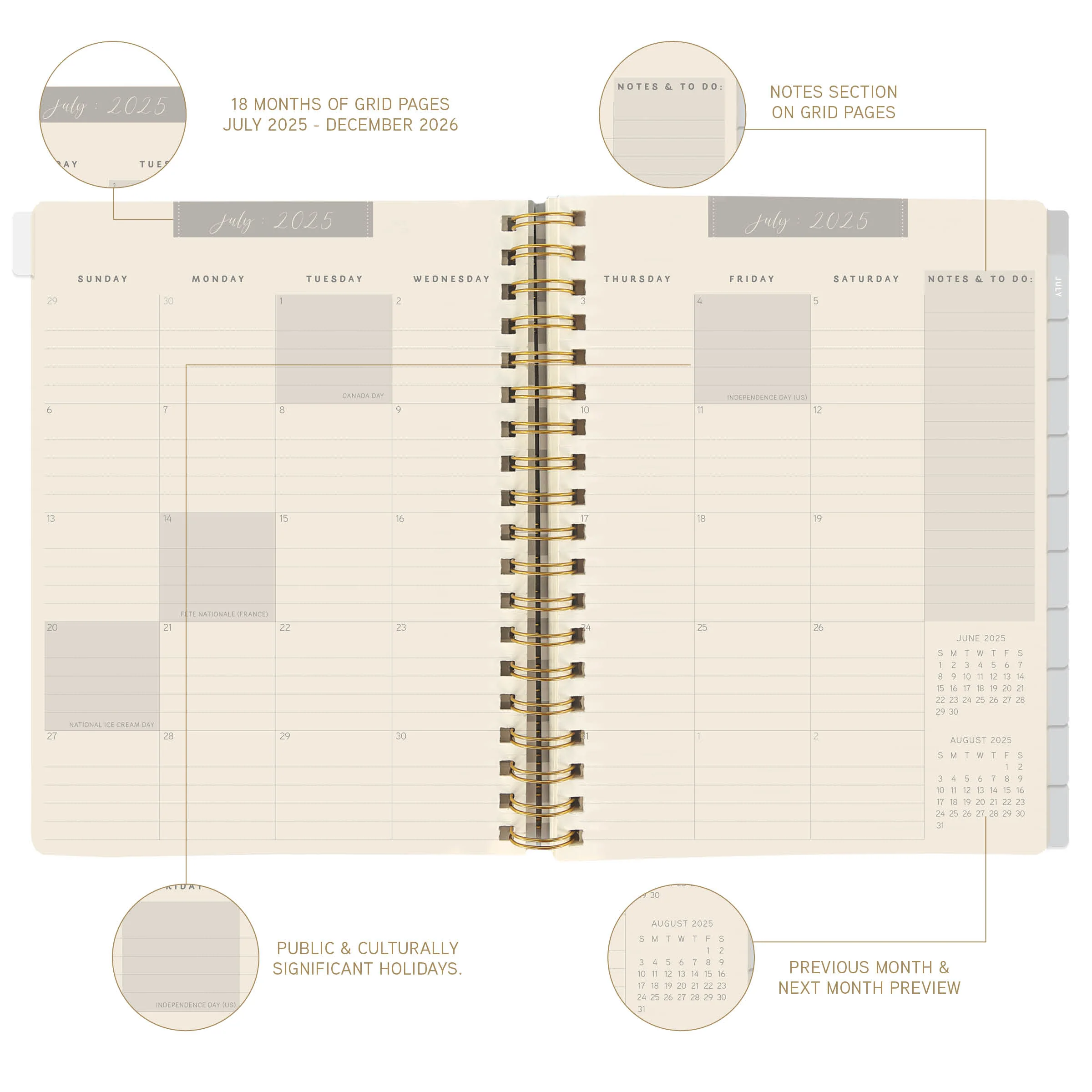 Peanuts® Plan 6 x 8 18-Month Hardbound Spiral Planner - Image 3
