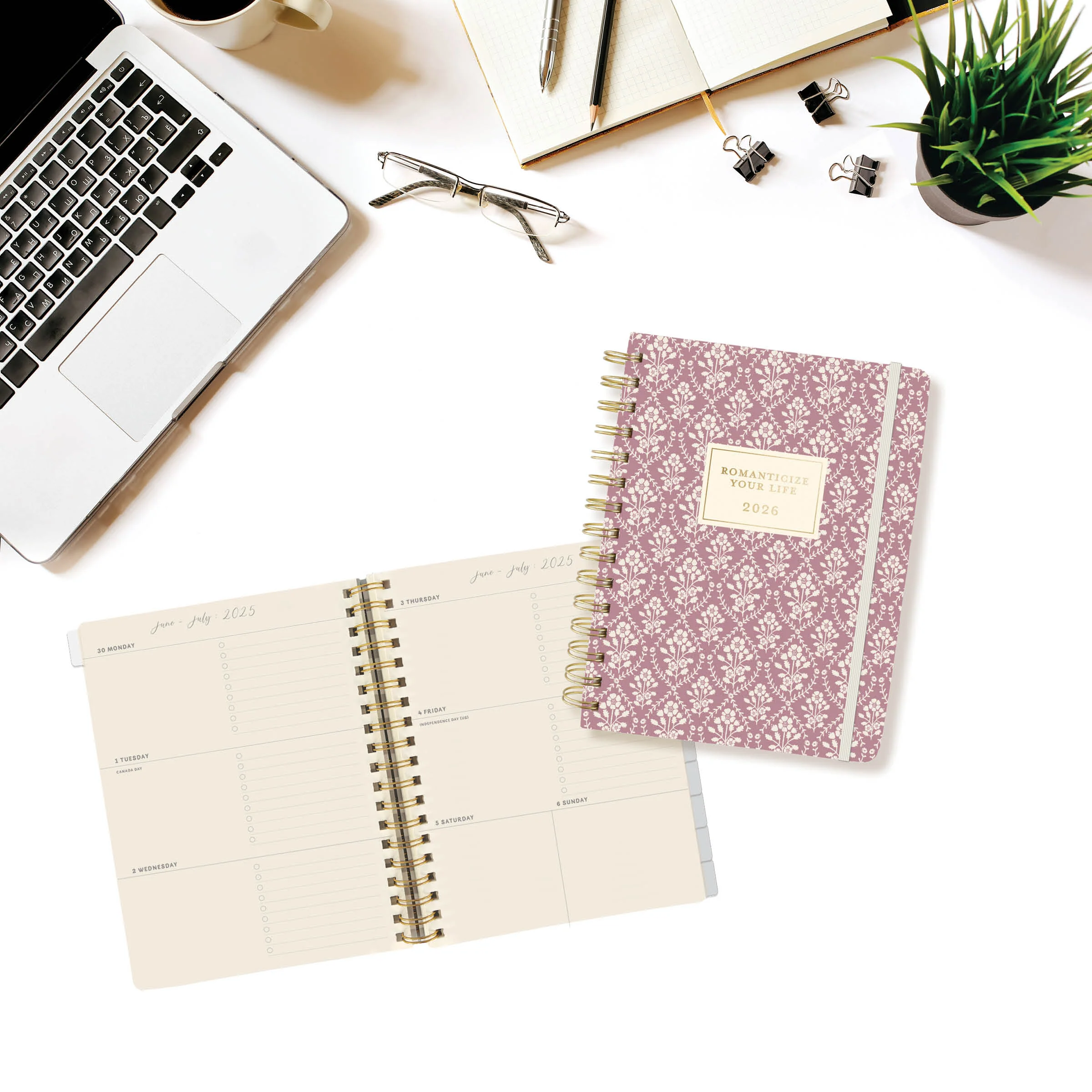 Block Print Floral 6 x 8 18-Month Hardbound Spiral Planner - Image 5