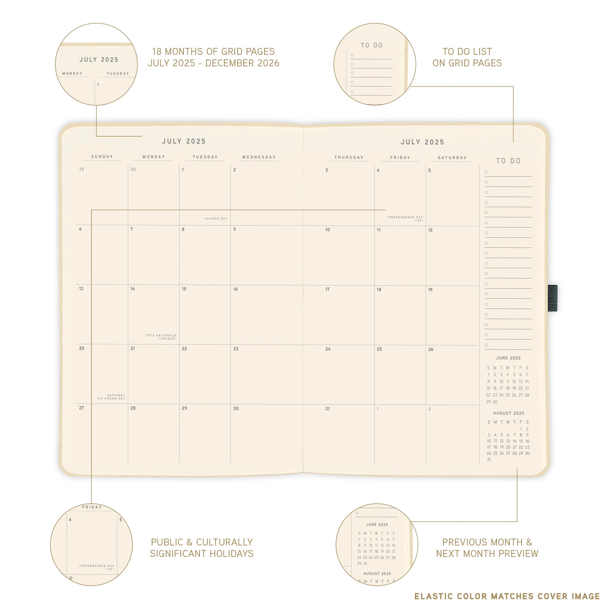 Peanuts® Pink Floatie 6x8 Hardbound Planner - Image 3