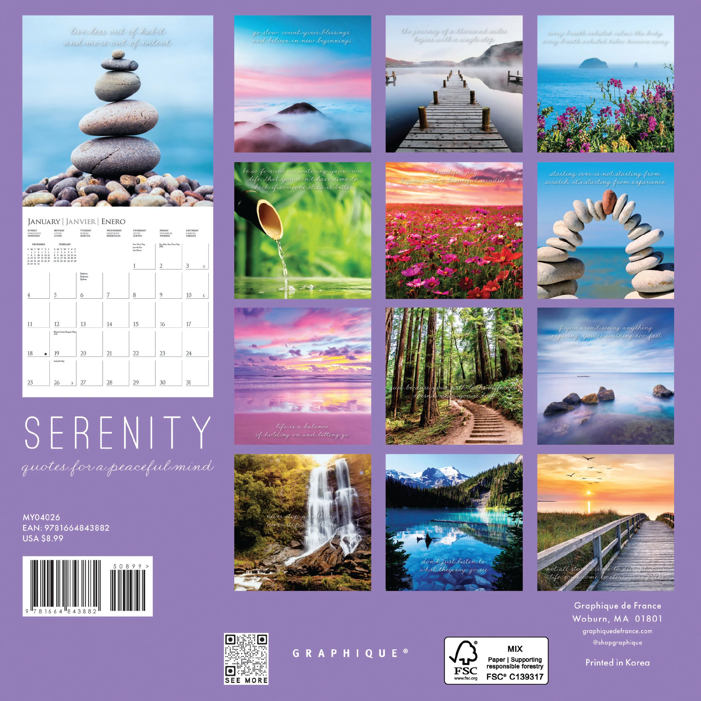 Serenity 7 x 7 Mini Calendar - Image 4