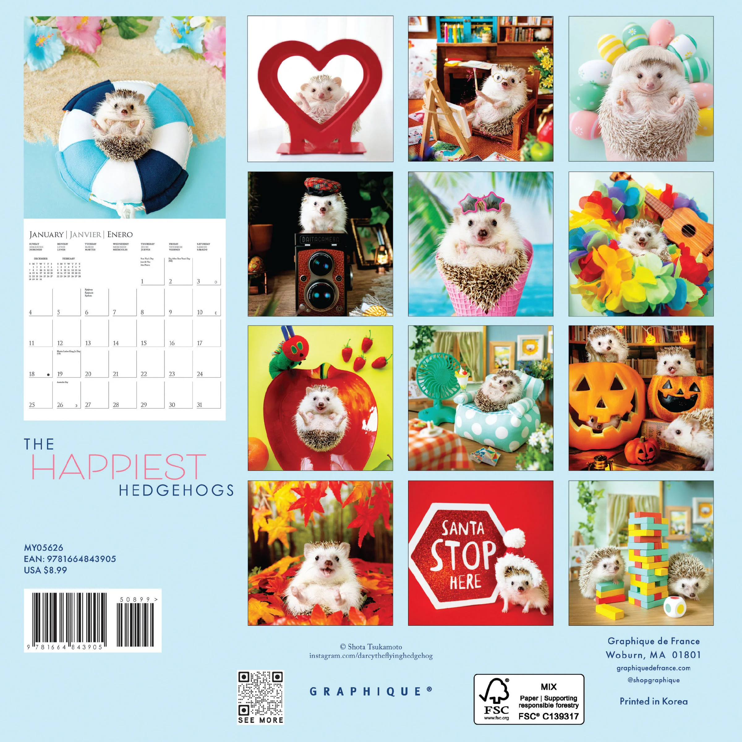 Happiest Hedgehogs 7 x 7 Mini Calendar - Image 4
