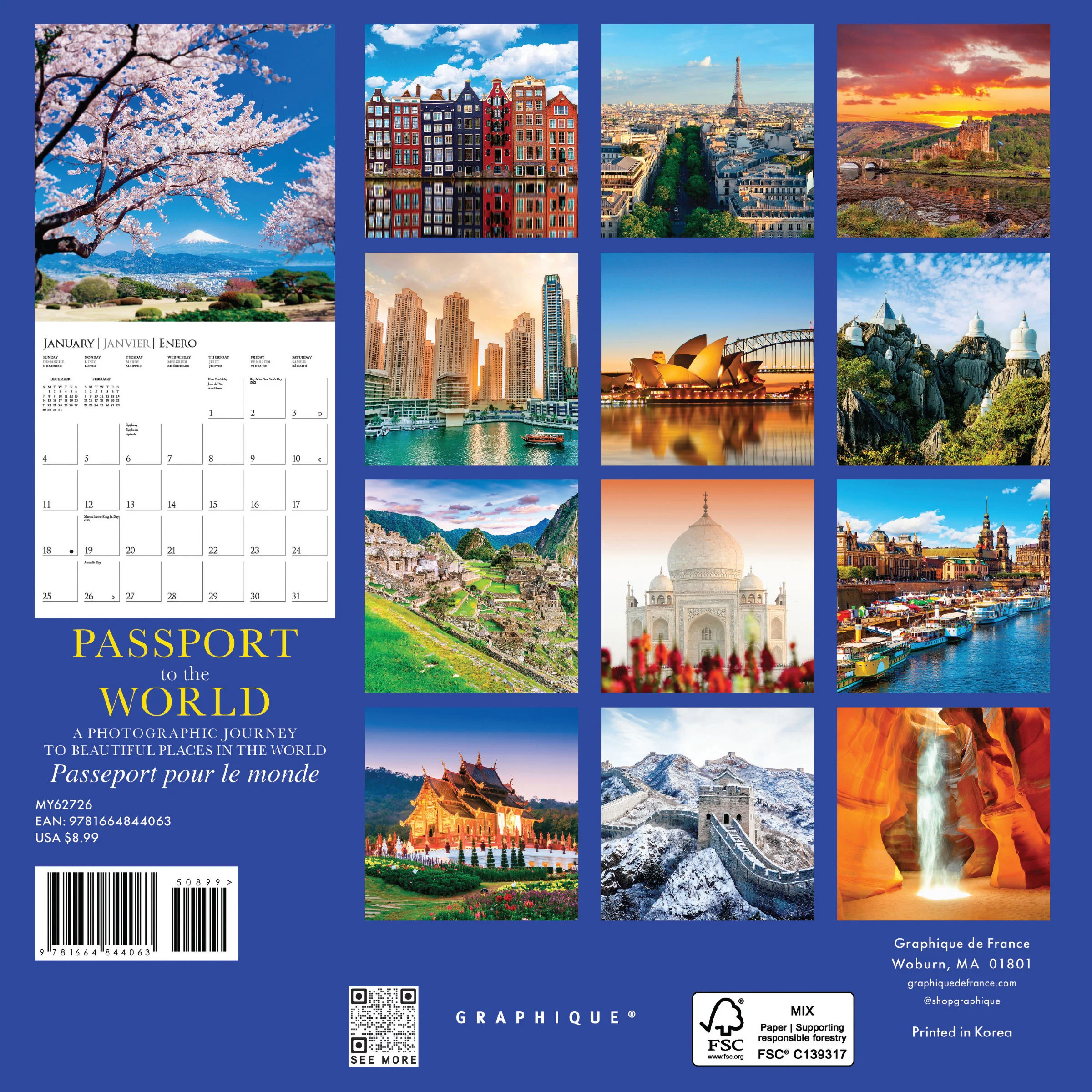 Passport to the World 7 x 7 Mini Calendar - Image 4