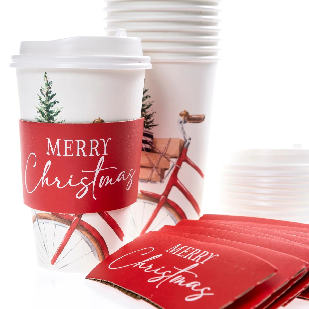 Bike with Gifts Holiday Disposable Travel Cups - Image 3