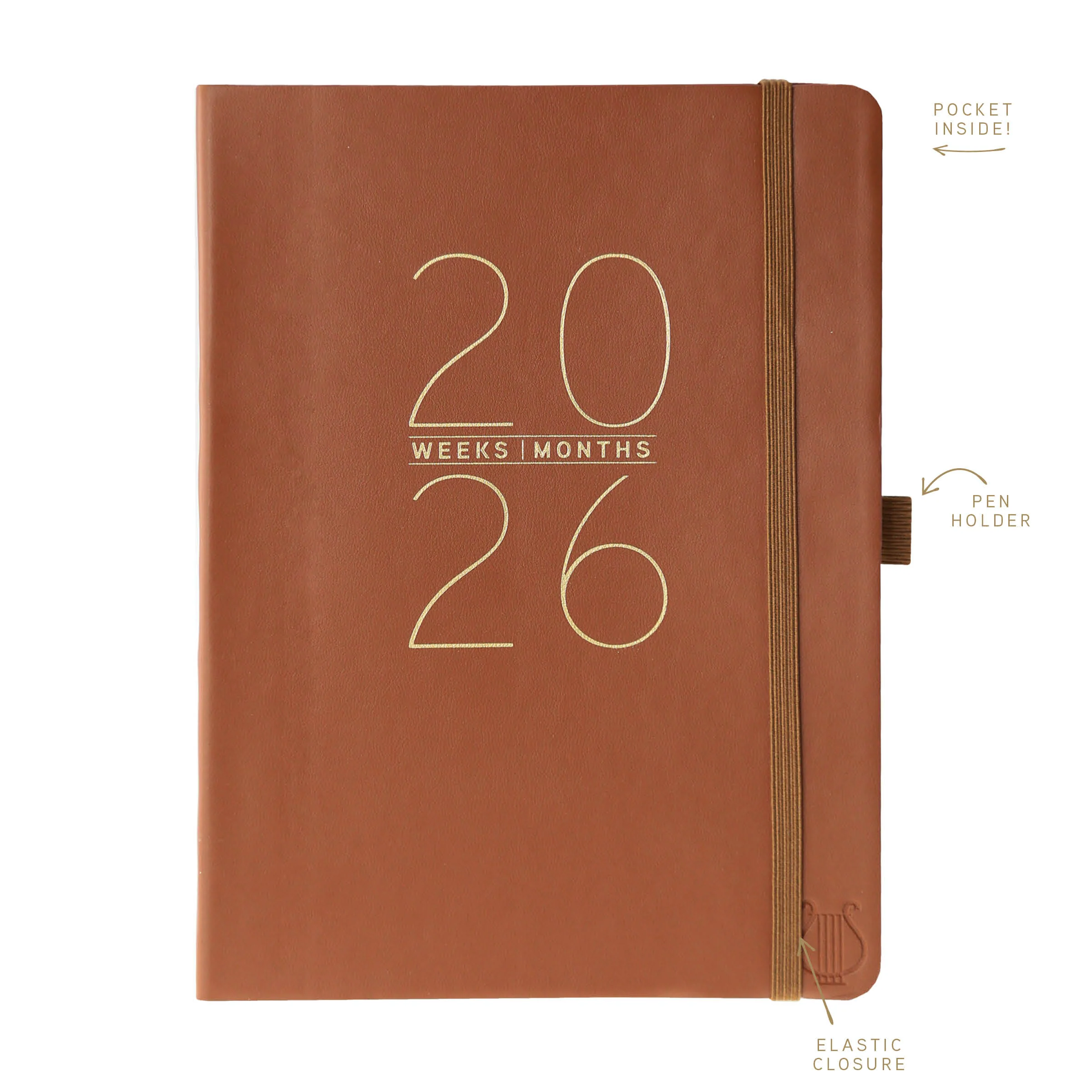 Apollo Collection Brown 6 x 8 18-Month Vegan Leather Planner - Image 4