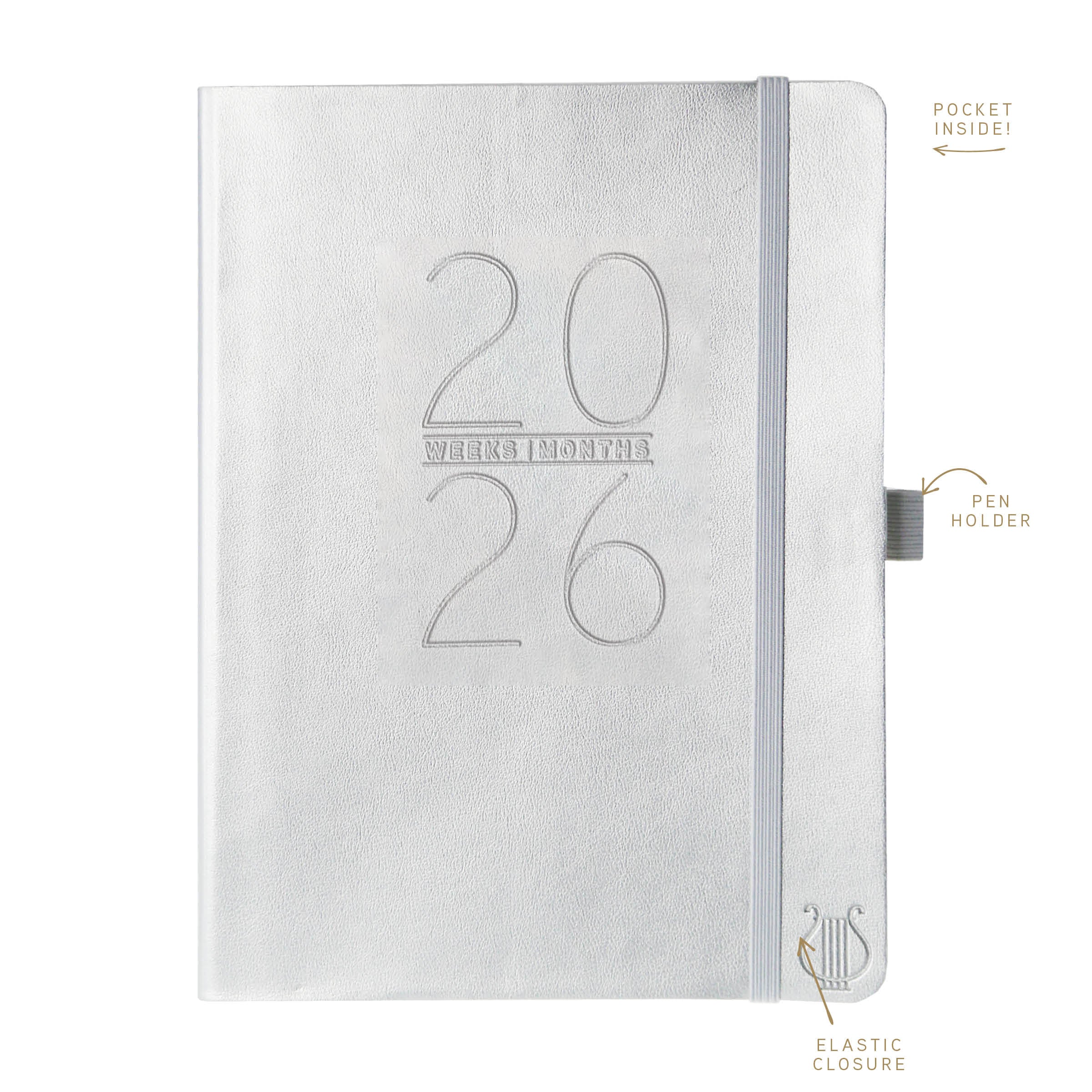 Apollo Collection Silver 6 x 8 18-Month Vegan Leather Planner - Image 4