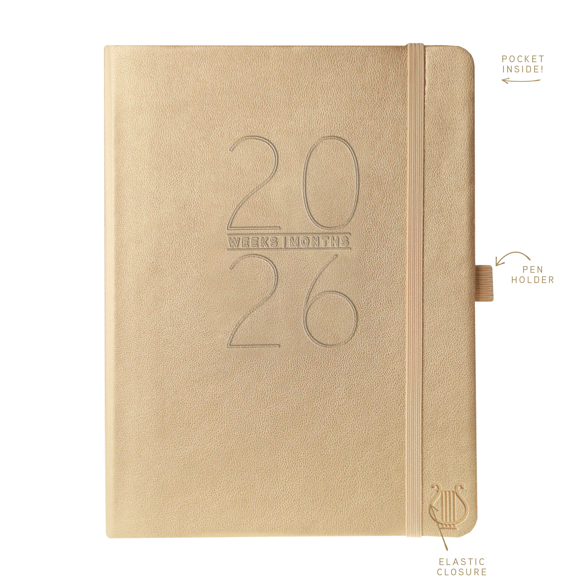 Apollo Collection Gold 6 x 8 18-Month Vegan Leather Planner - Image 4
